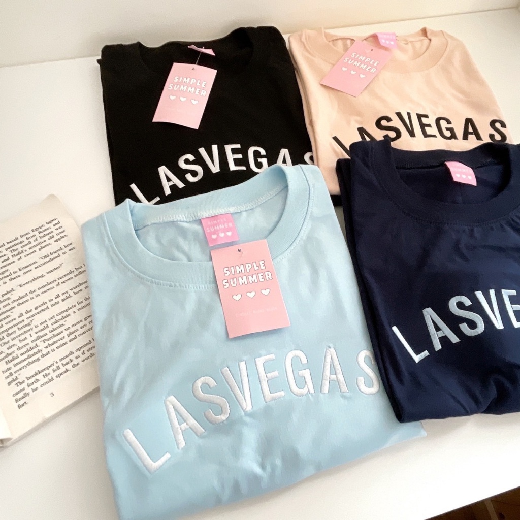 S231 เสื้อยืด oversize ผ้าคอตตอน ปัก Lasvegas