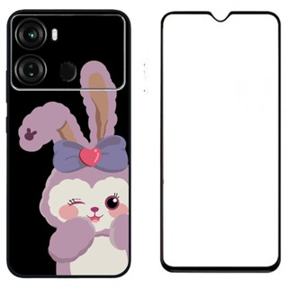 Itel P40 เคสกันกระแทก TPU การ์ตูน ซิลิโคน ป้องกัน เคสโทรศัพท์ ด้านหลัง พร้อมฟิล์มกระจกนิรภัย