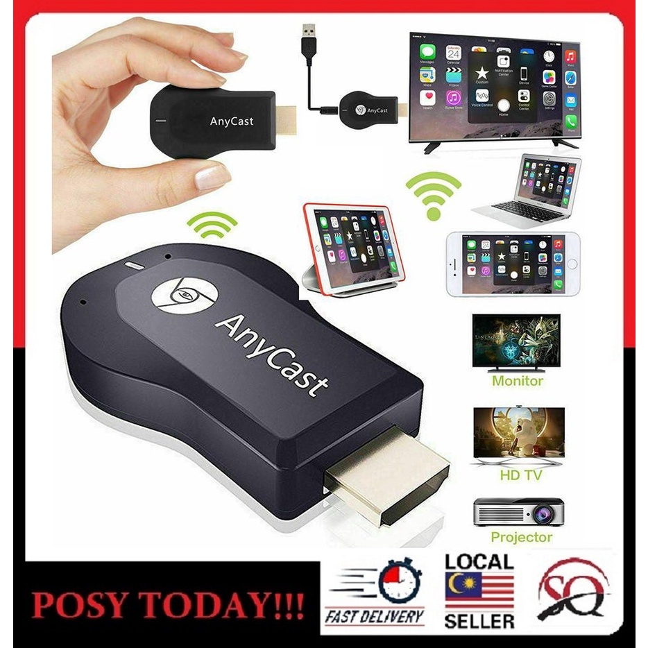 Anycast M9 Plus ตัวรับสัญญาณ Wifi ฟังก์ชั่นการหล่อโปรเจคเตอร์ PC Miracast HDMI TV Stick Pigfly