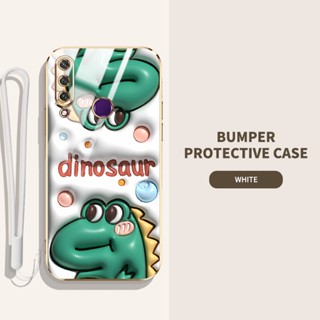 เคสโทรศัพท์มือถือ ซิลิโคนนิ่ม TPU ลายการ์ตูนกระต่าย ไดโนเสาร์ 3D พร้อมสายคล้อง สําหรับ Huawei Y6P Y8P 2020