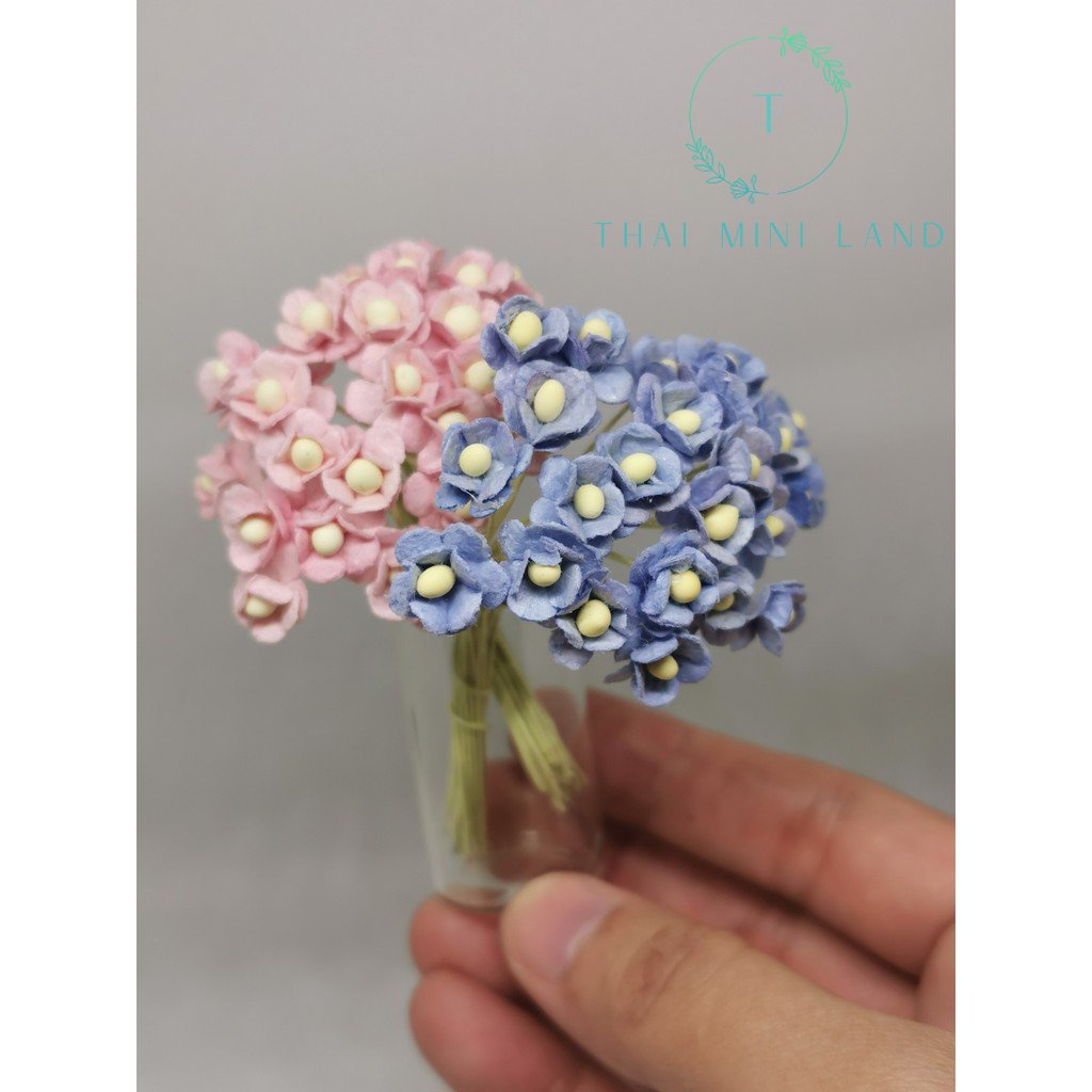 ดอกไฮเดรนเยียจิ๋ว (1 ชุดมี 25 ชิ้น) ดอกไม้คู่บ่าวสาว ดอกไม้งานแต่ง ทำจากกระดาษสา ดอกไม้กระดาษสา #ของจิ๋ว #ของตกแต่ง