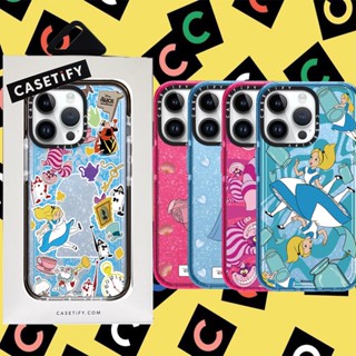 Casetify 【Alice in Wonderland Disney Princess】เคสโทรศัพท์มือถือ ซิลิโคนนิ่ม TPU ใส กันกระแทก ลายกลิตเตอร์ มีลายด้านข้าง สําหรับ iPhone 11 12 13 14 Pro Max