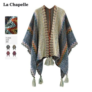 La Chapelle/La Chapelle ผ้าคลุมไหล่ ผ้าถัก ประดับพู่ สไตล์โบฮีเมียนย้อนยุค สําหรับผู้หญิง