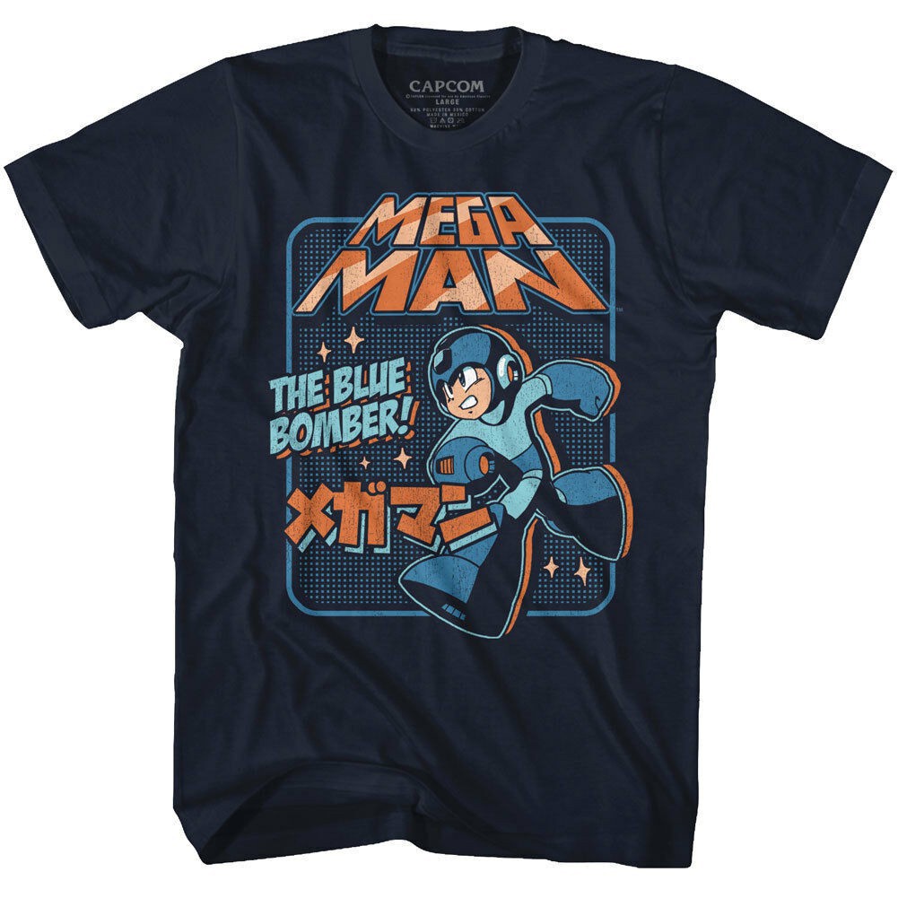 TRENDING QT 2020 Kaos เสื้อยืดรุ่น Gambar Mega Man Capcom อิเล็กทรอนิกส์สีฟ้า