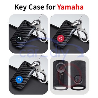 เคสรีโมตกุญแจ คาร์บอนไฟเบอร์ ABS พร้อมพวงกุญแจ สําหรับรถจักรยานยนต์ Yamaha XMAX 300 125 X-MAX 250 NMAX AEROX NVX155 QBIX JAUNS