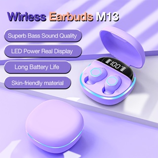 Macaron M13 เอียร์บัดหูฟังไร้สายบลูทูธ 5.2 หูฟังชนิดใส่ในหูกีฬาชุดหูฟังไฮไฟกันน้ำจอแสดงผล LED พร้อมไมโครโฟน