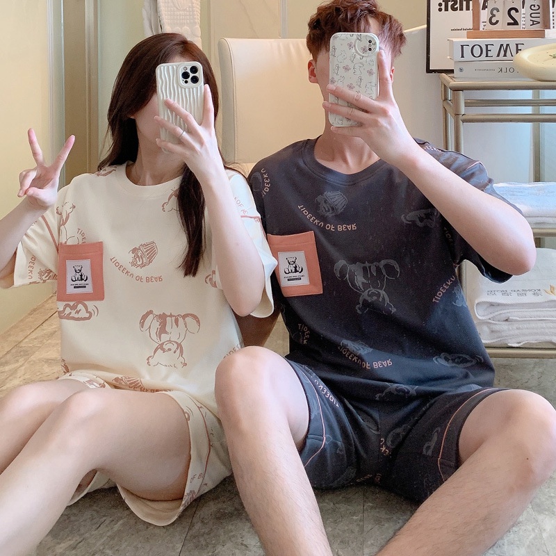 ขาสั้น-แขนสั้น เซ็ดชุดนอนคู่รัก ชุดนอน ชุดนอนคู่ เซ็ตแขนสั้น+ขา ลายน่ารัก ใส่สบาย ชายหญิงใส่ได้ Swoan127