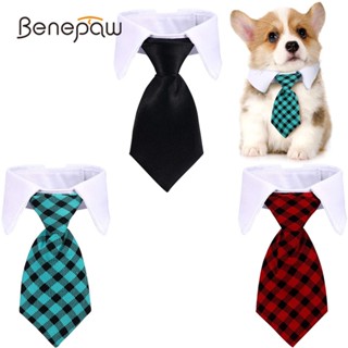 Benepaw เนคไทโบว์ ลายสก๊อต สีดํา สีแดง ปรับได้ ใส่สบาย สําหรับสัตว์เลี้ยง สุนัข แมว