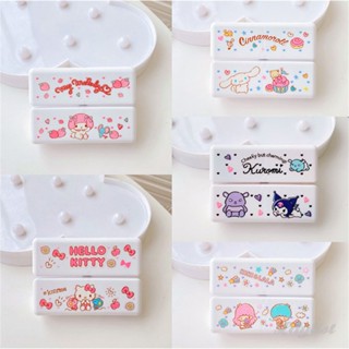 ღ Sanrio กล่องยาขนาดเล็ก Kuromi My Melody Cinnamoroll Hello Kitty Mini 7-Grid Magnet Sub-Packing Storage Box For Business Week Sub-Packing