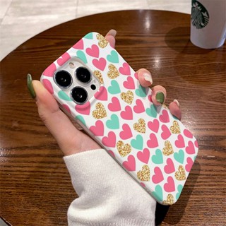 เคสโทรศัพท์มือถือแบบแข็ง กันกระแทก ลายหัวใจจิ๋ว สีตัดกัน สําหรับ iPhone 14 13 12 11 XS XR X 7 8 Plus 11Pro 11Promax 12Promax 12Promax 13Promax 13Promax 14Promax