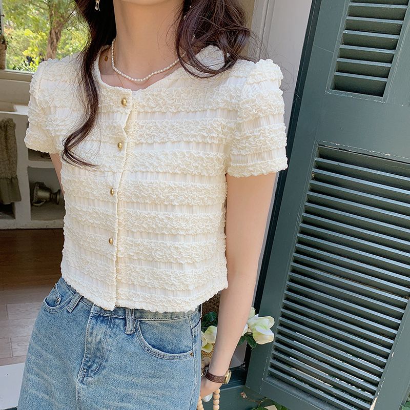 เสื้อเชิ้ตแขนพัฟอ่อนโยนสําหรับฤดูร้อนของผู้หญิง