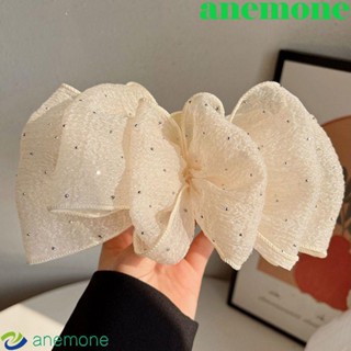 Anemone กิ๊บติดผมหางม้า ผ้าตาข่าย ลายจุด ขนาดใหญ่ สไตล์เกาหลี แฟชั่นสําหรับผู้หญิง