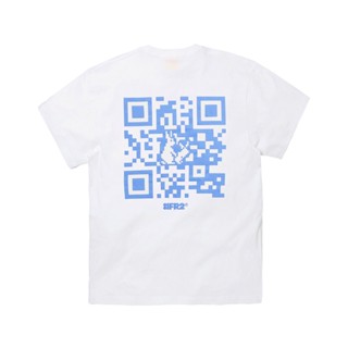 Fr2 QR code เสื้อยืดคอกลม แขนสั้น ผ้าฝ้าย พิมพ์ลายกระต่าย 2D ทรงหลวม สีขาว สําหรับผู้ชาย และผู้หญิง