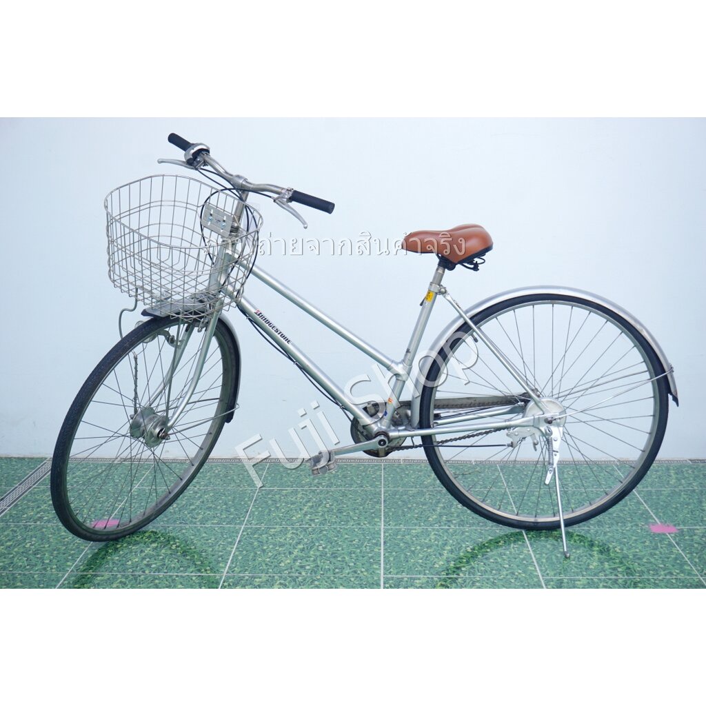 จักรยานแม่บ้านญี่ปุ่น - ล้อ 27 นิ้ว - มีเกียร์ - Bridgestone - สีเงิน [จักรยานมือสอง]