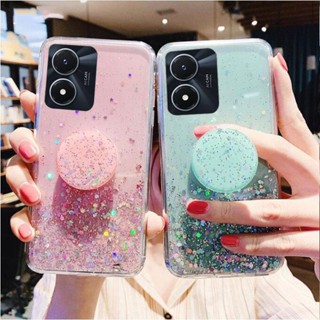 เคสโทรศัพท์มือถือเจลนิ่ม ลายกลิตเตอร์คริสตัล พร้อมขาตั้ง สําหรับ Realme C55 C30S C33 C30 C31 C35 C25S C11 2021 C21Y C25Y C15 C12 C25 C11