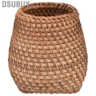 Dsubuy Woven Desk Organizer  Rattan Pen Holder Lightweight Polishing Surface No Peculiar Smell  for Living Room for Office