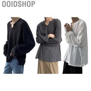 Ooidshop Men Long Sleeve T Shirt  Breathable Handsome V Neck Men T Shirt Casual  for Study