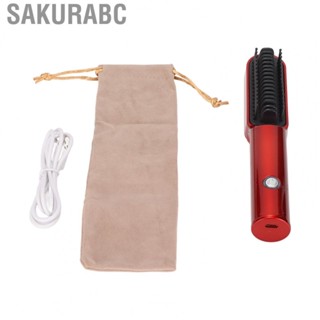 Sakurabc Electric Hair Brush USB Charging Safe Small Hair Straightening Curling Comb For