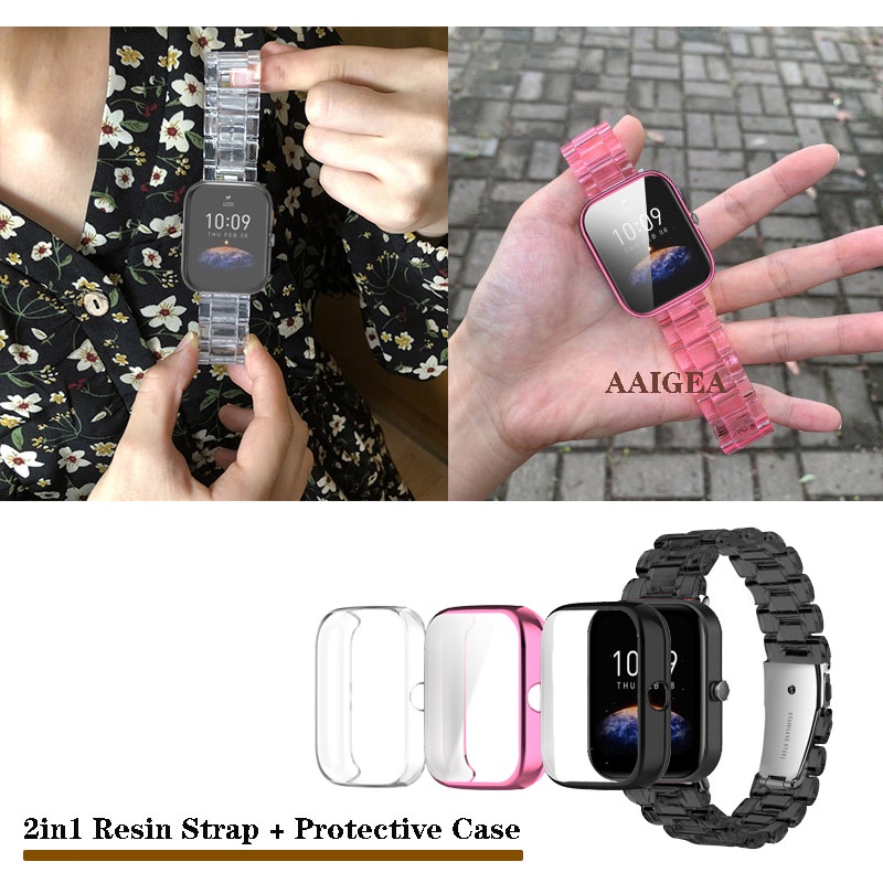 สําหรับ Huami Amazfit Bip 3 Pro / Bip 5 TPU ป้องกันหน้าจอ เคสเรซิ่น สายคล้อง สมาร์ทวอทช์ อุปกรณ์เสริมทดแทน