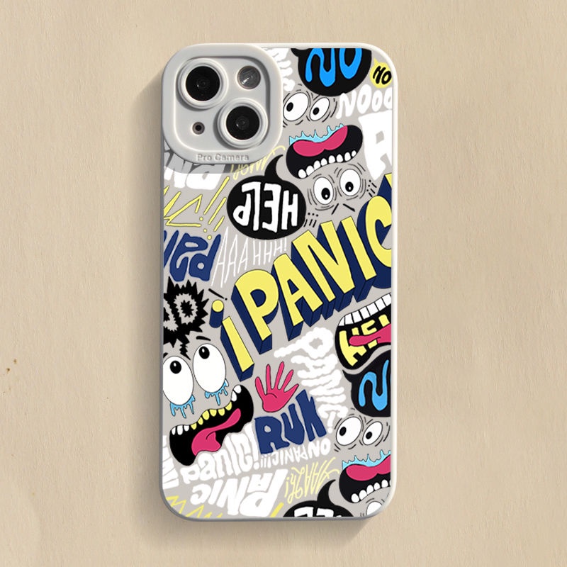 เคสโทรศัพท์มือถือ ซิลิโคน ลายภาพจิตรกรรมฝาผนัง แนวสตรีท สําหรับ Apple 7 7plus 8 8plus Xs 11 12 13 14 Pro Plus Promax