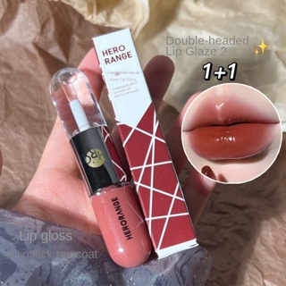 Herorange ลิปกลอส สองด้าน ผิวกระจกใส ชุ่มชื้น กันน้ํา ไม่ซีดจาง ลิปสติก 6 สี