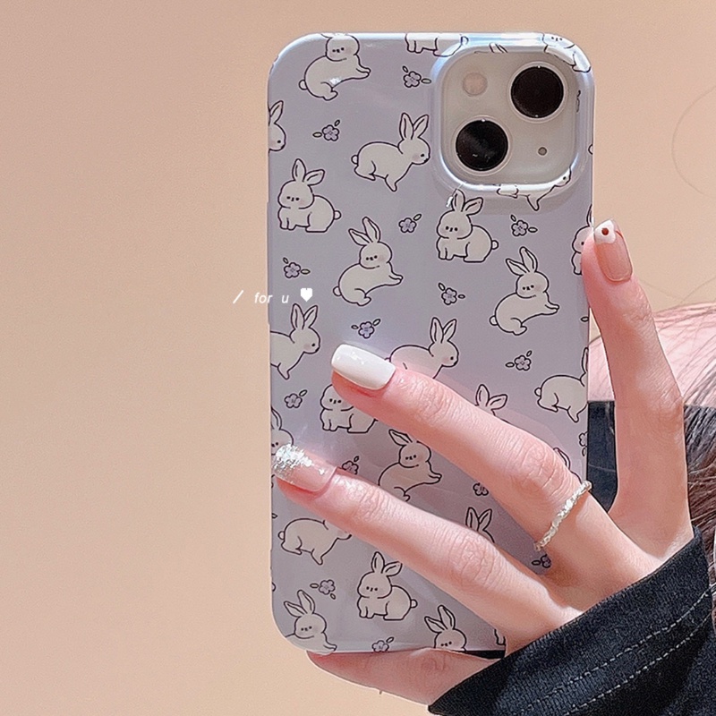 เคสโทรศัพท์มือถือแบบนิ่ม ลายการ์ตูนกระต่ายสีม่วง สําหรับ iPhone 14 Plus 14 13 12 11 Pro Max X Xr Xs Max 7 8 Plus SE2020