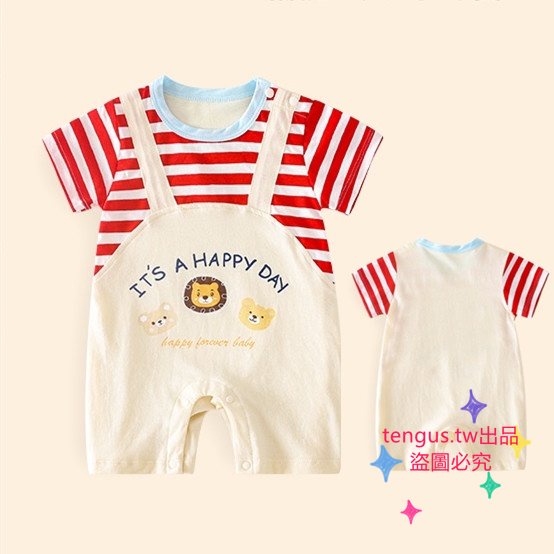 [พร้อมส่ง] ชุดจั๊มสูทแขนสั้น ผ้าฝ้าย ระบายอากาศ สองชิ้น สําหรับเด็กทารก