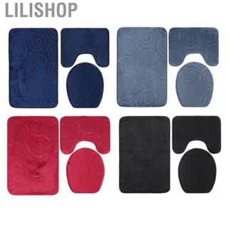 Lilishop Bathroom Mat Set  3 PCS Water Absorbing Polyester Fiber Toilet Lid Cover Floor Mats  for Shower Room