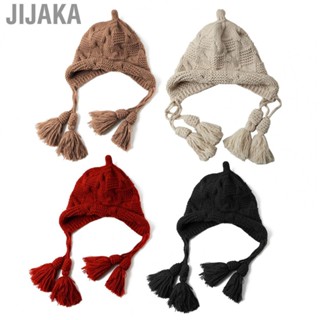 Jijaka Knit Earflap Hat  Kintted Tassel Hat Windproof Lovely Warm  for Outdoor for Winter