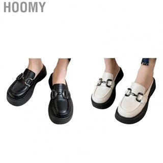 Hoomy Women Round Toe Shoes  PU Leather Upper Moderately High Heel Metal Buckle Women   Shoes  for Summer for Daily