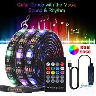 Smd 5050 สายไฟ LED RGB ยืดหยุ่น ควบคุมเพลง USB#S [Francis.th]