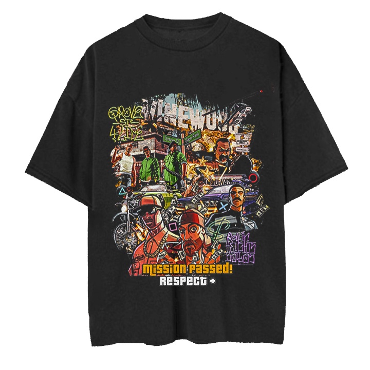 ย้อนยุคเสื้อยืดพรีเมี่ยม พิมพ์ลาย Gta San AndreasS-5XL