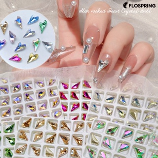 Flospring อุปกรณ์ตกแต่งเล็บ จี้คริสตัล 3D สีสดใส สําหรับตกแต่งเล็บ 10 ชิ้น