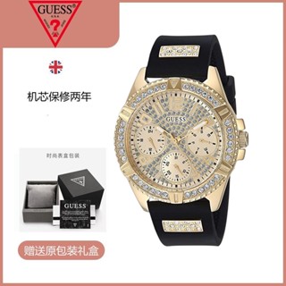 (($Most Popular $) GUESS นาฬิกาข้อมือควอตซ์ สายซิลิโคน ประดับเพชร หน้าปัดขนาดใหญ่ กันน้ํา อเนกประสงค์ เหมาะกับของขวัญ สไตล์ยุโรป และอเมริกา สําหรับผู้หญิง