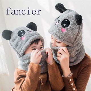 Fancier หมวกผ้าพันคอ ผ้าฟลีซ ลายการ์ตูนหูแมวน่ารัก สําหรับผู้ใหญ่