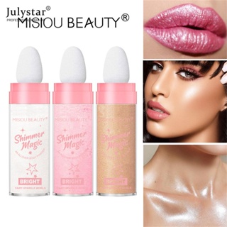 JULYSTAR 3 สีแฟชั่น Highlighter Powder Patting High GLOSS Glitter Powder Blush Shimmer Sparkle Powder Contour สำหรับใบหน้า