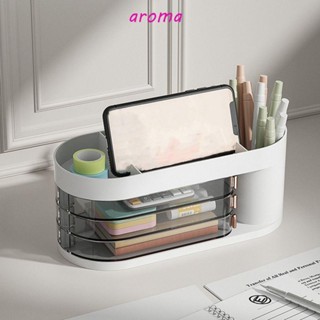 Aroma ที่เก็บปากกา เครื่องสําอาง แบบพลาสติก อเนกประสงค์ พร้อมลิ้นชัก สไตล์มินิมอล สําหรับตกแต่งบ้าน โรงเรียน