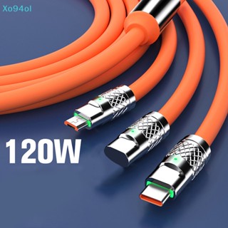 Xo94ol 3in1 สายเคเบิล Micro USB Type C 6A 120W สําหรับ Lighg USB A เป็น Type-C 8-pin