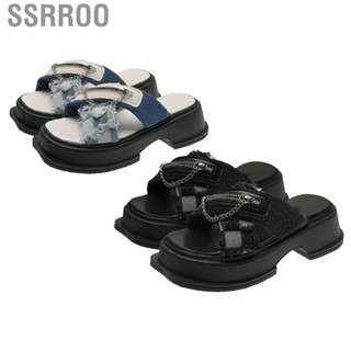 Ssrroo Backless Platform Slides  Open Toe Sandals Non Slip Durable  for Office School Party Business Outdoors for Women