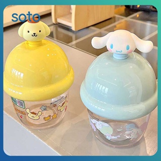 ♫ Sanrio Pudding Cup Straw Water Cup BPA Free Cute Cartoon Doll Kuromi Cinnamoroll Water Bottle Student Portable Water Cup