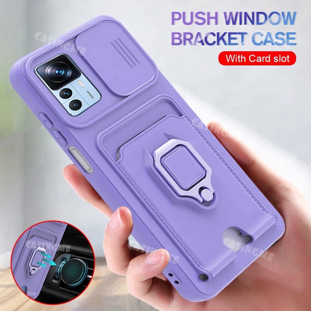 เคสโทรศัพท์มือถือ กันกระแทก พร้อมช่องใส่บัตร และแหวนขาตั้ง สําหรับ Xiaomi 12T 12TPro Mi 12T Pro 12TPro Mi12T Xiaomi12T 5G 2022