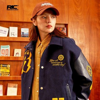 baseball jacke เสื้อแจ็คเก็ตเบสบอล Rickyisclownric เสื้อแจ็กเก็ตเบสบอล คอปก ปักลายตัวตลก สไตล์สตรีท สําหรับผู้ชาย