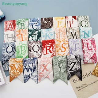 [Beautyupyang] ผ้าพันคอผ้าไหม พิมพ์ลายตัวอักษร 26 Initials สําหรับผู้หญิง