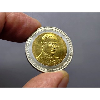 เหรียญกษาปณ์ 10 บาท สองสี ครองราชย์ครบ 60 ปี รัขกาลที่9 ไม่ผ่านใช้