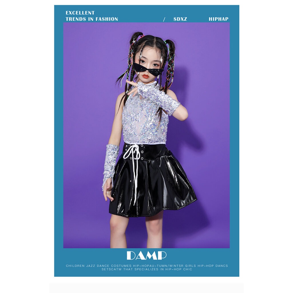 ชุดเต้น ชุดแดนซ์ เสื้อแขนกุดสีเงินปักเลื่อม โทนดำ เงิน ราคา ถูกที่สุด ดีลบีเคเค แกลเลอรีภาพที่ 3