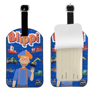 Blippi ป้ายแท็กกระเป๋าเดินทาง หนัง PU ทรงกลม สําหรับผู้หญิง และผู้ชาย 1 ชิ้น