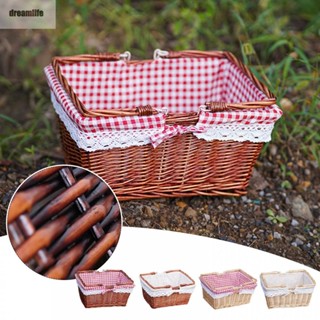 【DREAMLIFE】Picnic Basket Woven Shopping Basket Easter Wedding Brides Box Flower Basket