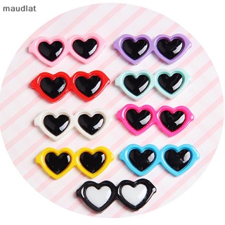 Maud 10 ชิ้น ใหม่ น่ารัก เรซิน มินิ การ์ตูน รูปหัวใจ แว่นตา อุปกรณ์ตกแต่ง EN