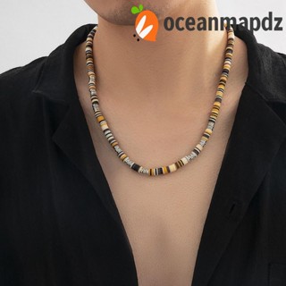 OCEANMAPDZ สร้อยคอลูกปัด ผู้ชาย ย้อนยุค ที่มีสีสัน เรียบง่าย สไตล์เกาหลี สร้อยคอ โบฮีเมียน สไตล์โบฮีเมียน สร้อยคอเครื่องปั้นดินเผา นุ่ม