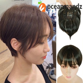 OCEANMAPDZ แฮร์พีชผมสั้นตรง อินเทรนด์ ปาร์ตี้ทุกวัน ผู้หญิงปลอม เพิ่มวอลลุ่มผม สาว อุณหภูมิสูง ไฟเบอร์ต่อผม